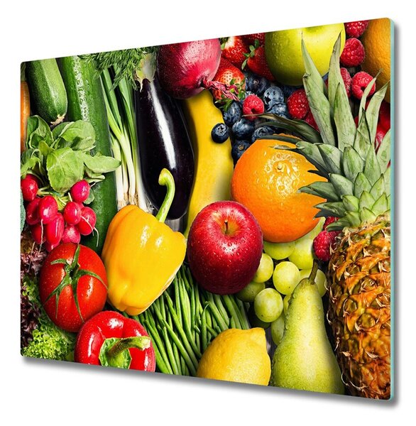 Tagliere in vetro temperato Frutta e verdura 60x52 cm