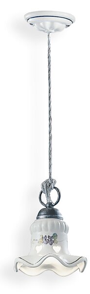 Lampadario Classico Chieti Metallo E Ceramica Nero Sfumato Argento 1 Luce E14