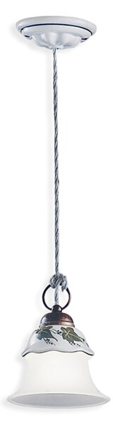 Lampadario Classico Ferrara Metallo E Ceramica Nero Sfumato Rame 1 Luce E14