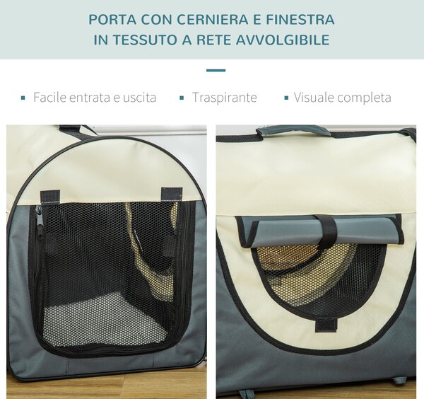 PawHut Trasportino per Animali Domestici Pieghevole in Oxford con Cuscino Rimovibile Lavabile e Borsa per Trasporto, Grigio scuro|Aosom