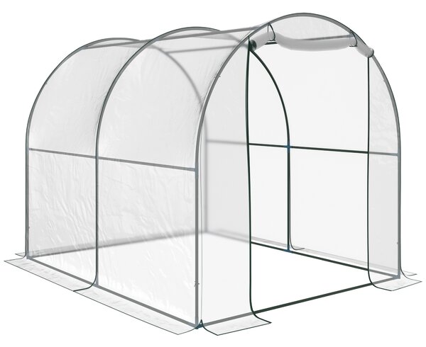 Outsunny Serra da giardino a Tunnel per Piante e Orto con Copertura in PVC, Porta Avvolgibile e Telaio in Acciaio, 2x3x2m|Aosom