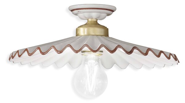 Plafoniera Classica L'Aquila Ottone E Ceramica Decorato Diam. 41Cm Luce E27
