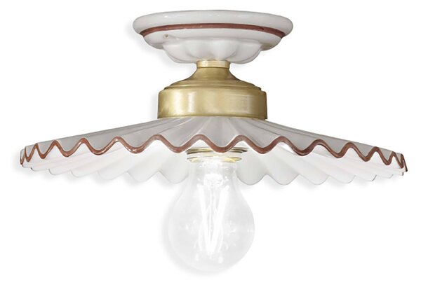 Plafoniera Classica L'Aquila Ottone E Ceramica Decorato Diam. 23Cm Luce E27