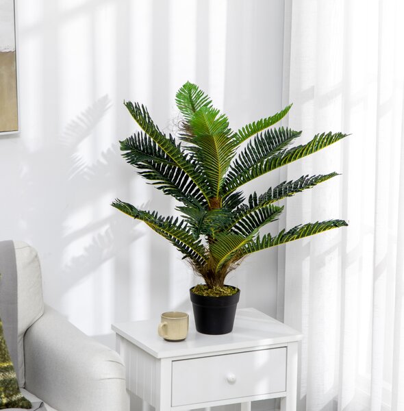 HOMCOM Pianta Artificiale di Palma con 18 Foglie e Vaso Incluso per Interni, Altezza 85 cm, Verde | Aosom Italy