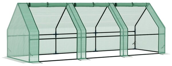 Outsunny Serra a Tunnel da Giardino in PE con Bordi Allungati e Porte a Cerniera per Piante e Fiori, 270x90x90 cm, Verde scuro | Aosom Italy
