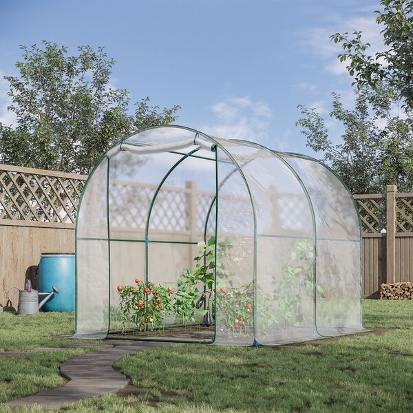 Outsunny Serra da giardino a Tunnel per Piante e Orto con Copertura in PVC, Porta Avvolgibile e Telaio in Acciaio, 2x3x2m|Aosom