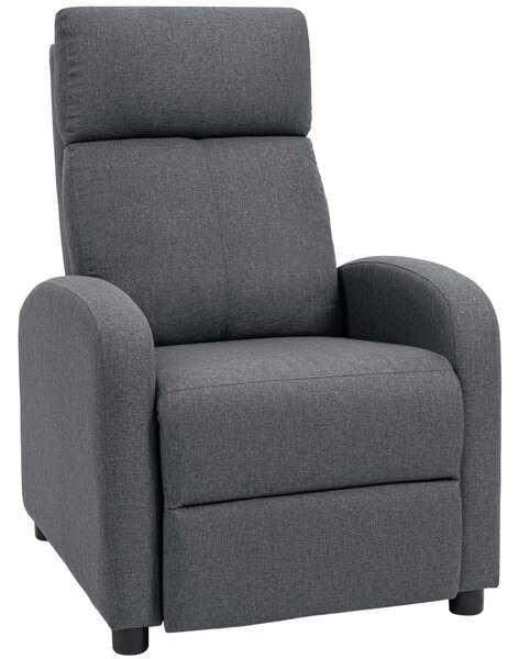 HOMCOM Poltrona Relax Imbottita e Reclinabile a 135° e Poggiapiedi in Tessuto, 69x87x100.5 cm, Grigio | Aosom Italy