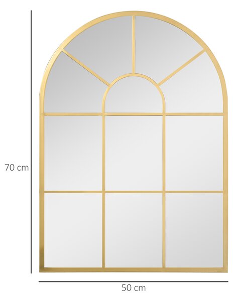 HOMCOM Specchio Moderno a Parete a forma di Arco 70x50 cm per Camera da Letto e Soggiorno, Oro | Aosom Italy