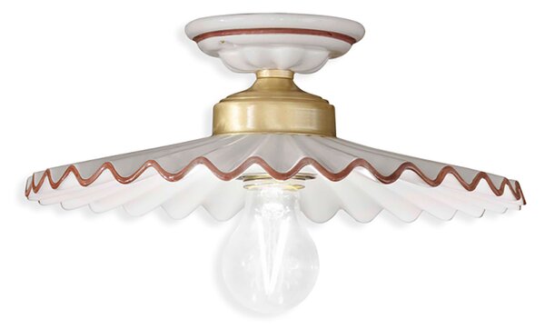 Plafoniera Classica L'Aquila Ottone E Ceramica Decorato Diam. 31Cm Luce E27