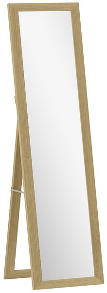 HOMCOM Specchio Verticale da Parete o da Terra con Cornice in MDF, 37x40x155 cm, Quercia e Trasparente | Aosom Italy