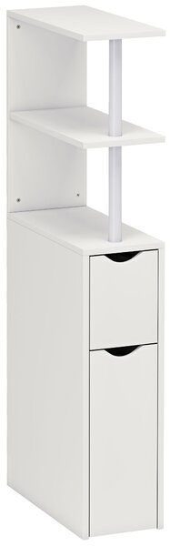 HOMCOM Colonna Bagno Salvaspazio con 2 Cassetti e Ripiani Aperti, 20x45x115 cm, Bianco | Aosom Italy