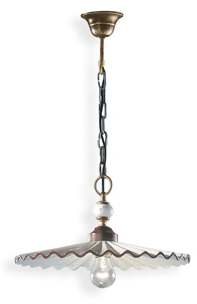 Lampadario Classico L'Aquila Metallo E Ceramica Nero Sfumato Rame 1 Luce E27