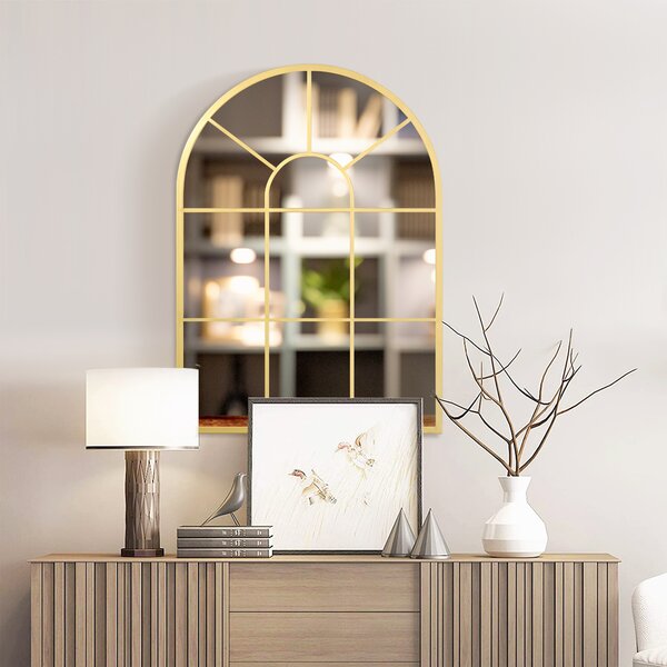 HOMCOM Specchio Moderno a Parete a forma di Arco 70x50 cm per Camera da Letto e Soggiorno, Oro | Aosom Italy
