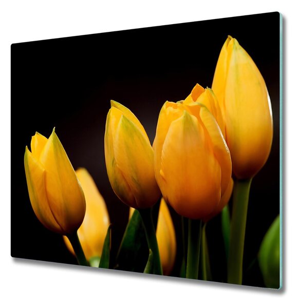 Tagliere in vetro temperato Tulipani gialli 60x52 cm