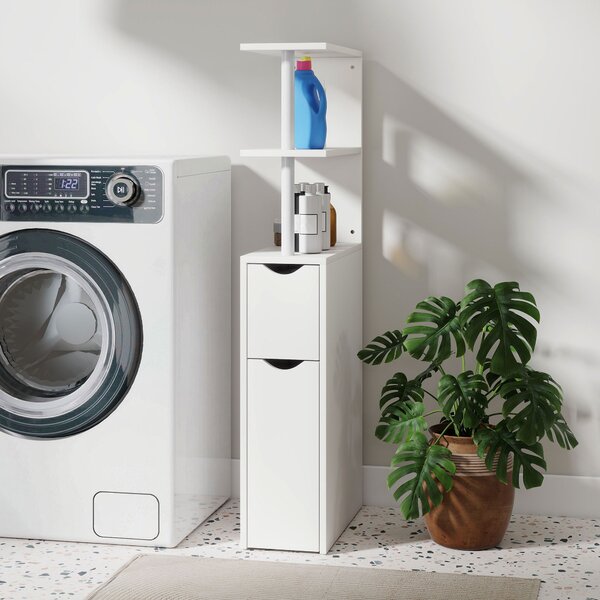 HOMCOM Colonna Bagno Salvaspazio con 2 Cassetti e Ripiani Aperti, 20x45x115 cm, Bianco | Aosom Italy