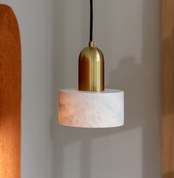 Lampadario sospeso su cavo MARBLE 1xE27/60W/230V oro/bianco/effetto marmo