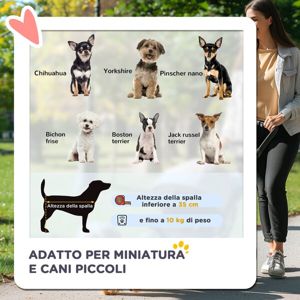 PawHut Passeggino Pieghevole per Cani con Portabicchieri e Cestino, Ruote e Freni, Carrello per Animali Domestici 10kg, Rosso,75x45x97cm | Aosom Italy