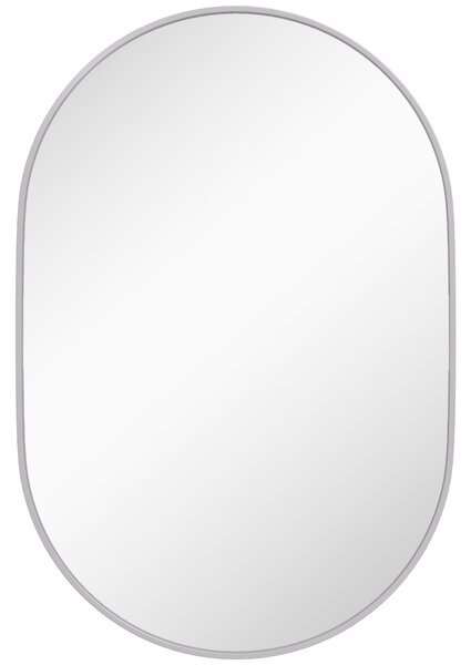 HOMCOM Specchio Bagno Ovale da Parete con Cornice in Alluminio, Verticale o Orizzontale, 60x90 cm, Argento | Aosom Italy