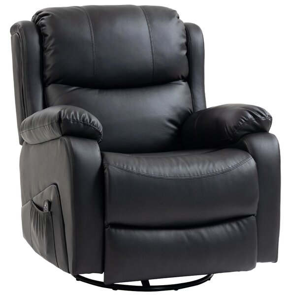 HOMCOM Poltrona Relax Reclinabile con 8 Punti Massaggianti, Riscaldanti e Poggiapiedi, 87x97X100 cm, Nero | Aosom Italy