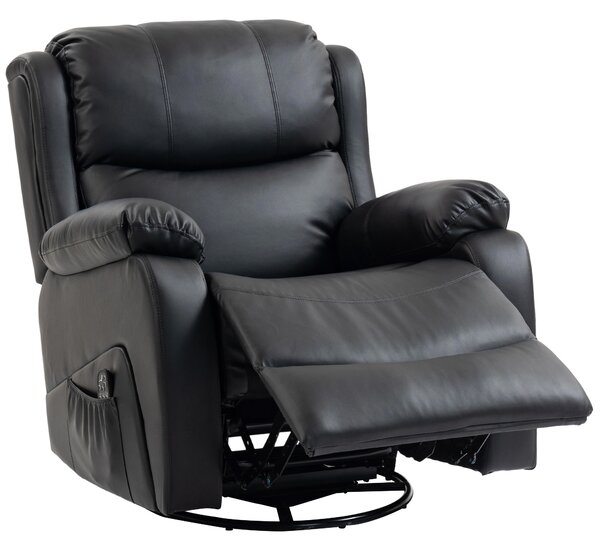 HOMCOM Poltrona Relax Reclinabile con 8 Punti Massaggianti, Riscaldanti e Poggiapiedi, 87x97X100 cm, Nero | Aosom Italy