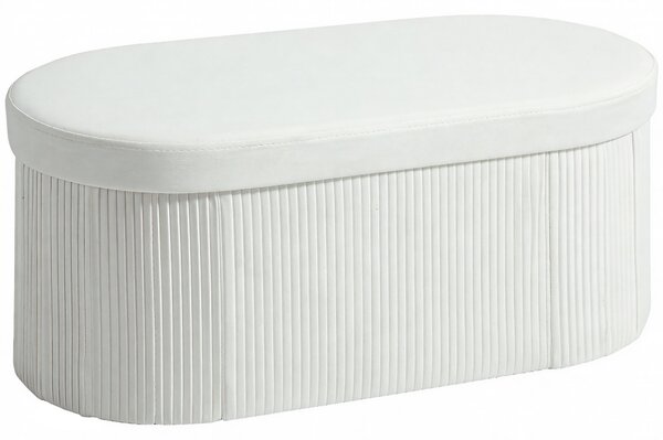 HOMCOM Pouf Contenitore Pieghevole con Vano da 72L e Rivestimento in Velluto, 76x38x35 cm, Crema | Aosom Italy