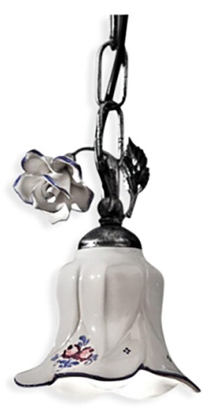 Lampadario Classico Pisa Metallo E Ceramica Nero Sfumato Argento 1 Luce E14
