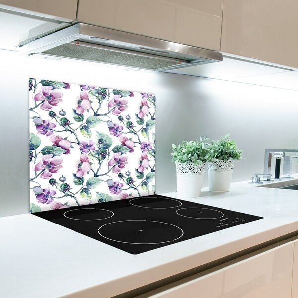 Tagliere in vetro Fiori di mora 60x52 cm