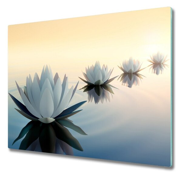 Tagliere in vetro Fiori di lotos 60x52 cm