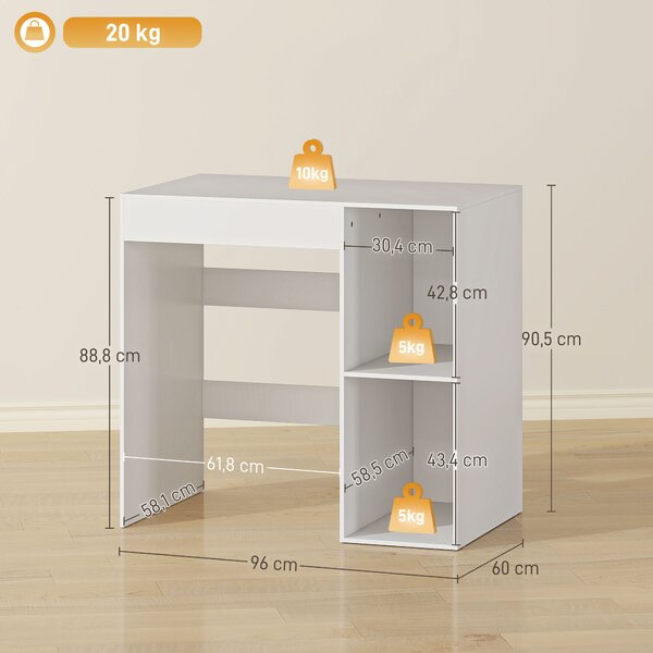 HOMCOM Mobile Sopra Lavatrice con 2 Ripiani Aperti e Autoportante, 96x60x95 cm, Bianco | Aosom Italy
