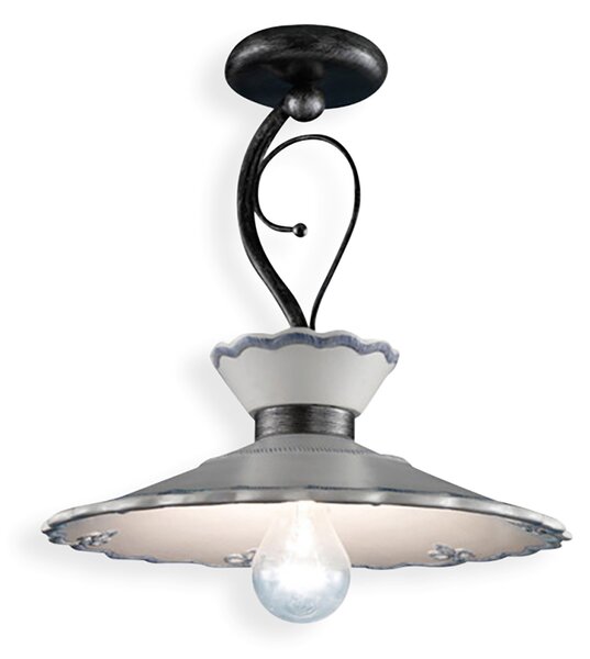 Plafoniera Classica Ravenna Metallo E Ceramica Nero Sfumato Arg. 31Cm 1 Luce E27