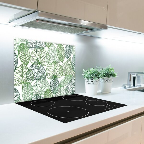 Tagliere in vetro Modello di foglie verdi 60x52 cm