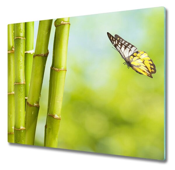 Tagliere in vetro Bamboo e farfalla 60x52 cm