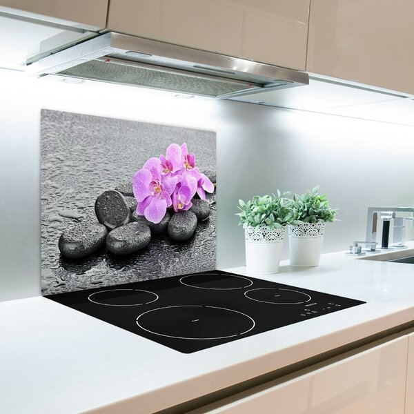 Tagliere in vetro Orchidee pietre 60x52 cm