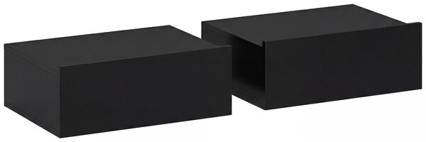 HOMCOM Set di 2 Comodini Sospesi Moderni con Cassetto in Legno, 40x30x15cm, Nero | Aosom Italy