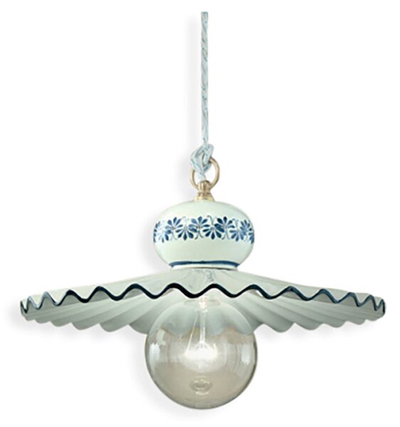 Lampadario Classico Roma Ceramica E Ottone Satinato Decorato 1 Luce E27