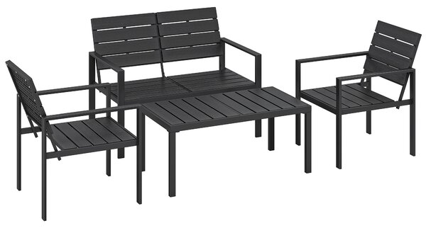 Outsunny Set Salotto da Giardino Mobili da Giardino Resistente 4 Pezzi, Nero | Aosom Italy