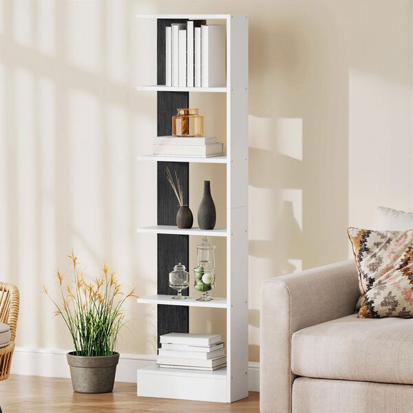 HOMCOM Libreria Moderna Salvaspazio a 5 Ripiani in Legno 45x21x170 cm, Bianco e Nero | Aosom Italy
