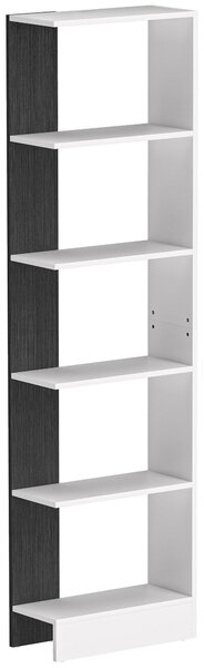 HOMCOM Libreria Moderna Salvaspazio a 5 Ripiani in Legno 45x21x170 cm, Bianco e Nero | Aosom Italy