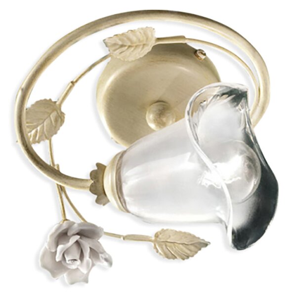 Plafoniera Classica Siena Metallo E Ceramica Bianco Sfumato Oro 1 Luce E14