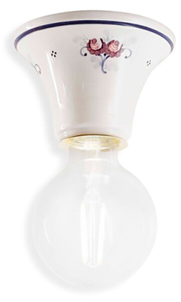Plafoniera Classica Trieste Bianco Decorato Filo Blu 1 Luce E27