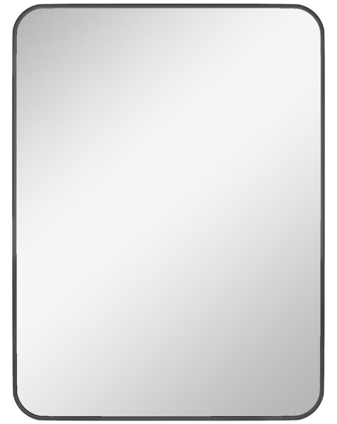 HOMCOM Specchio Bagno con Cornice in Metallo e Gancio, 60x2.5x80 cm, Nero | Aosom Italy