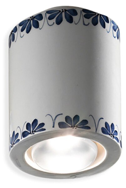 Plafoniera Classica Trieste Bianco Decorato Filo Marrone 1 Luce E14