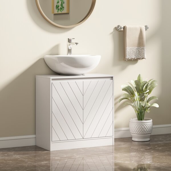 HOMCOM Mobile Sottolavabo per Bagno con 2 Ante, Mobiletto Sottolavabo con Ripiano Regolabile, per Lavabi senza o con Colonna, 60x30x59.8 cm, Bianco | Aosom Italy