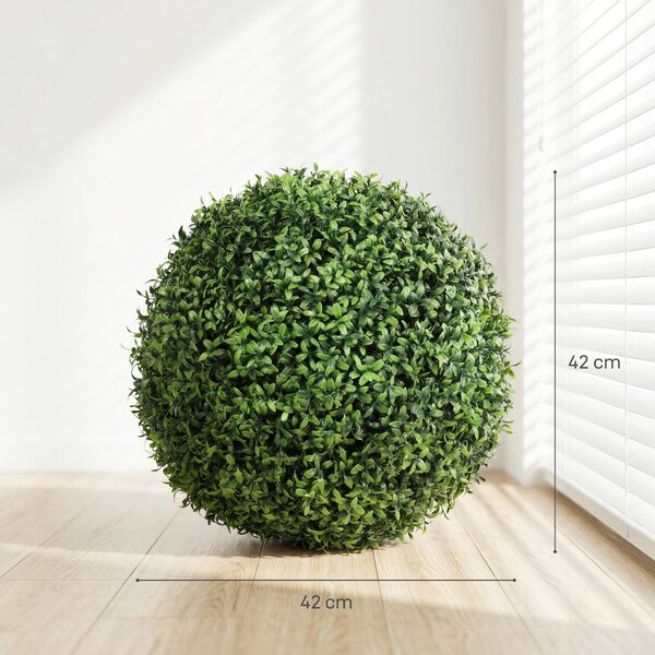 HOMCOM Topiarie Artificiali in Bosso con 682 Foglie, Resistente UV, Altezza 42 cm | Aosom Italy