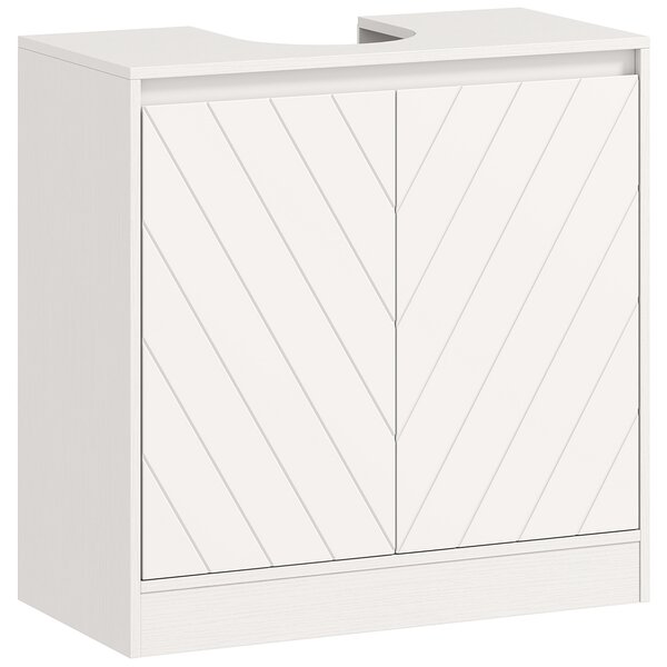 HOMCOM Mobile Sottolavabo per Bagno con 2 Ante, Mobiletto Sottolavabo con Ripiano Regolabile, per Lavabi senza o con Colonna, 60x30x59.8 cm, Bianco | Aosom Italy