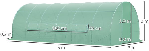 Outsunny Serra da Giardino a Tunnel per Coltivazaione Piante in PE 600×300×200cm|Aosom