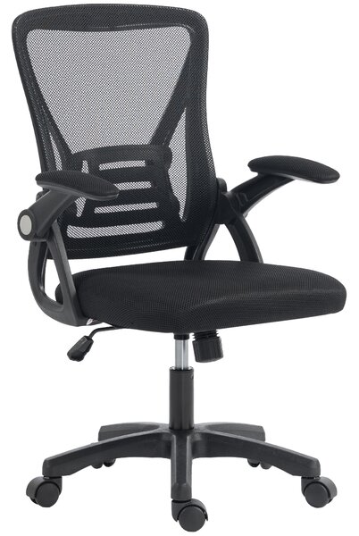 HOMCOM Sedia da Ufficio Ergonomica Girevole con Braccioli Ribaltabili, Altezza Regolabile, in Rete Traspirante, Nero | Aosom Italy