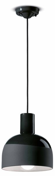 Lampadario Vintage Decò Caxixi Ceramica Nero Carbone 1 Luce E27