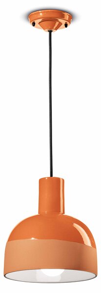 Lampadario Vintage Decò Caxixi Ceramica Arancio Pesca 1 Luce E27