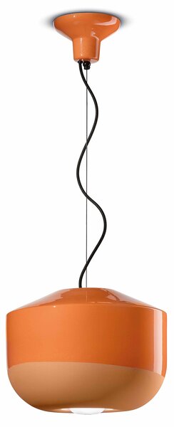 Sospensione Grande Vintage Decò Bellota Ceramica Arancio Pesca 1 Luce E27